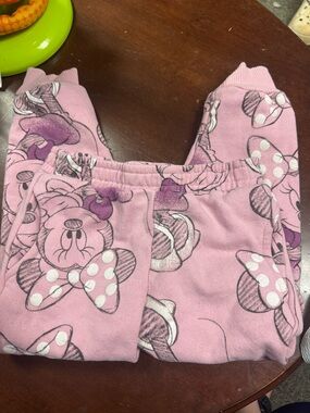 Girls Pink Minnie Mouse Print Jogger Pants